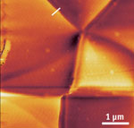 MFM image of NiFe Pads yielding a spatial resolution of 10.7 nm.
